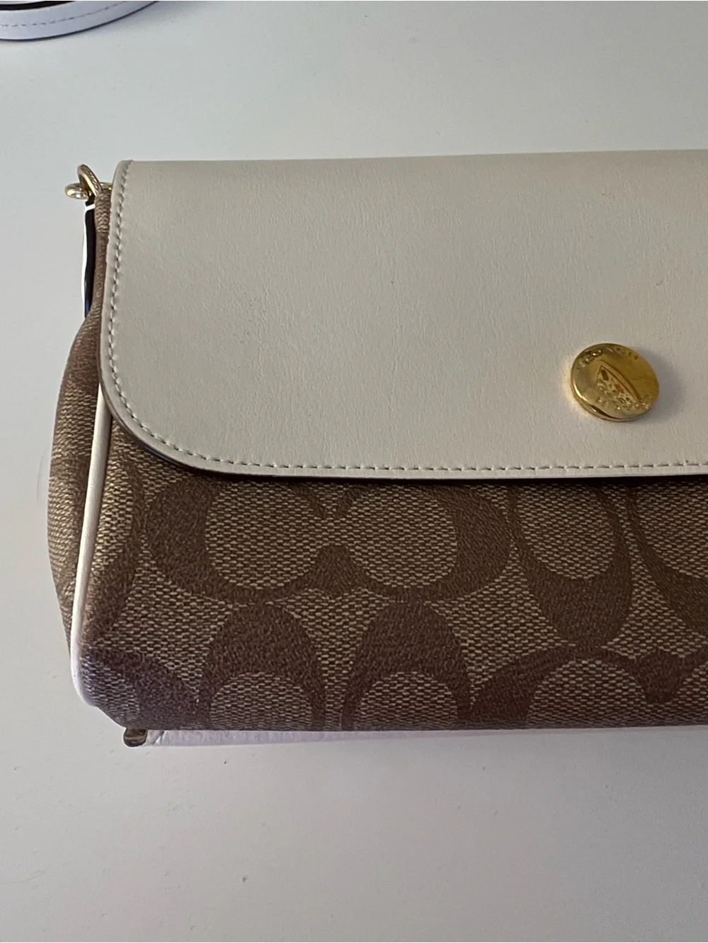 Coach White & Brown Signature Crossbody Bag - Picture 2 of 9